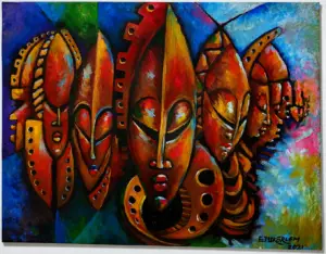 Tribal mask painting by Paul Ejukorlem
